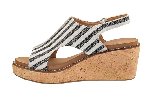 Corkys Women's Carley Wedge Black/Natural Stripe 8