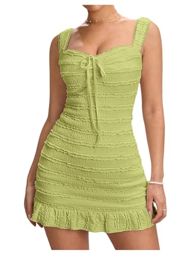 Robe débardeur en dentelle contrastée Floerns à volants féminins uniques