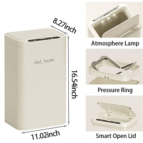 Smart Kitchen Trash Can With Lid, 5.2 Gallon Stainless Steel Automatic Garbage Can, Touchless Waterproof Trash Bin Rectangular Motion Sensor Wastebasket For Bedroom, Bathroom, Office, Living Room(No Battery) #TOP1
