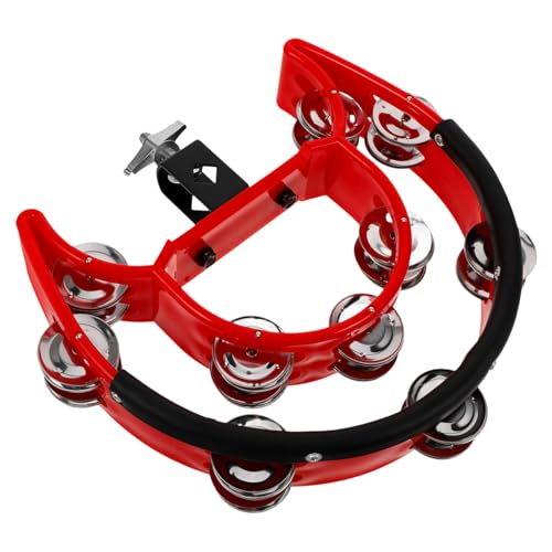 TOYANDONA Beginner Tambourine Drum with Edging for Shock Absorption Double Row Jingles for Tone Clamp-mountable Percussion Instrument for Drummers and Musicians