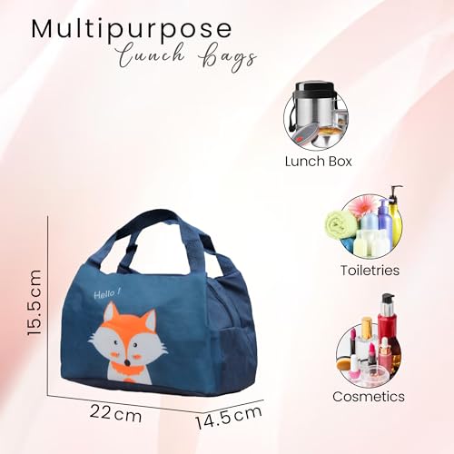 Image of The Earth Store Blue Fox Insulated Lunch Bag for Office, Men, Women | Lunch Box Bags | Travel Tiffin Bag | Polyester
