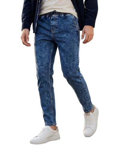 Urbano Fashion Pantalones vaqueros elásticos para hombre, ajuste regular, lavados, Azul oscuro, 40
