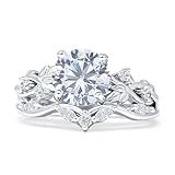 OMRANII Cubic Zirconia Size-6 Two Piece Round Shaped Art Deco Infinity Twisted leaf Design Marquise Bridal Set Wedding Engagement Ring 925 Sterling Silver