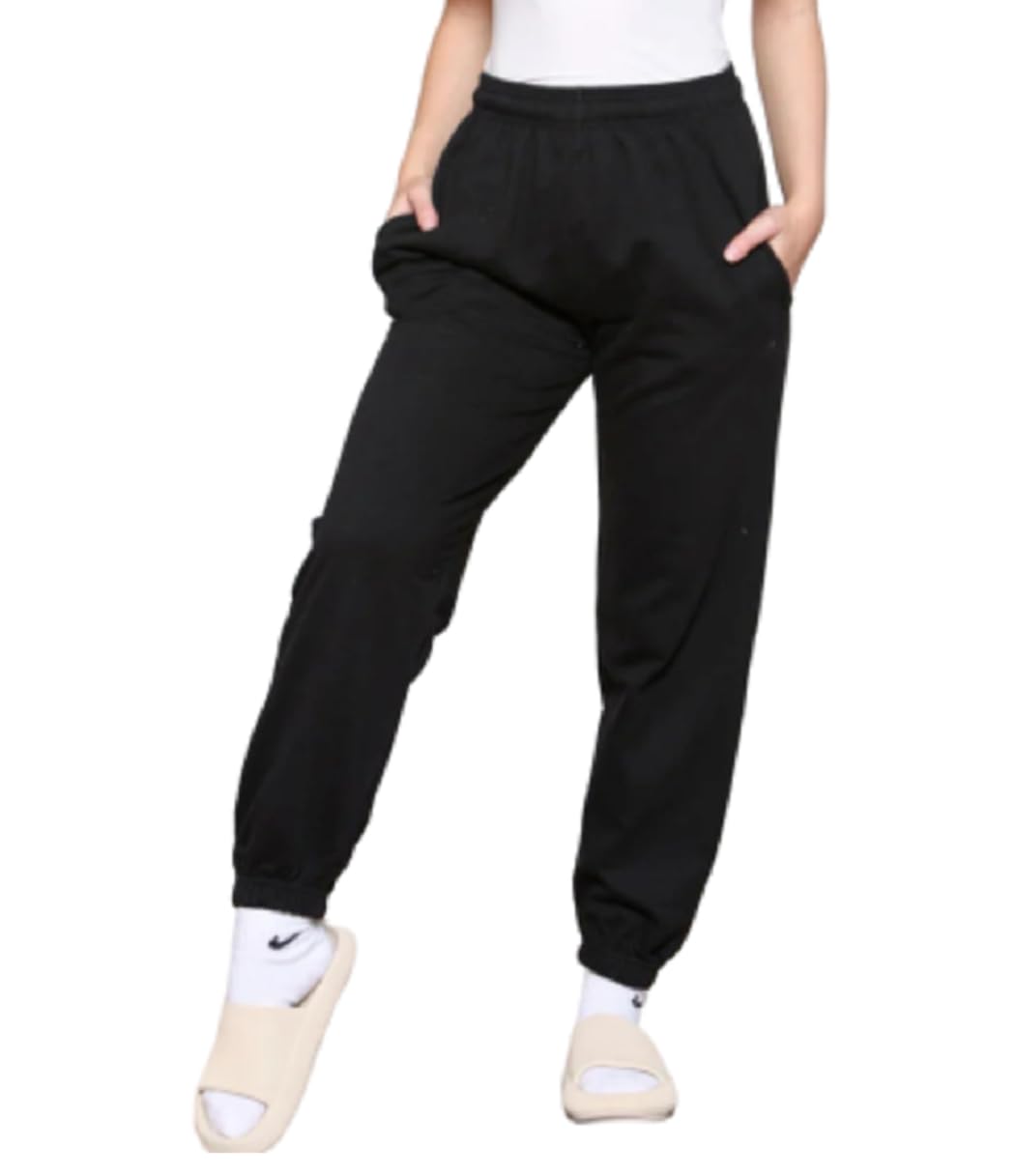 Edb Women's Black Joggers Bottom Uk Size 6-14 Yoga Tracksuit Jogging Sweatpants Sports Trousers Lightweight Workout Lounge Pants (, 12)