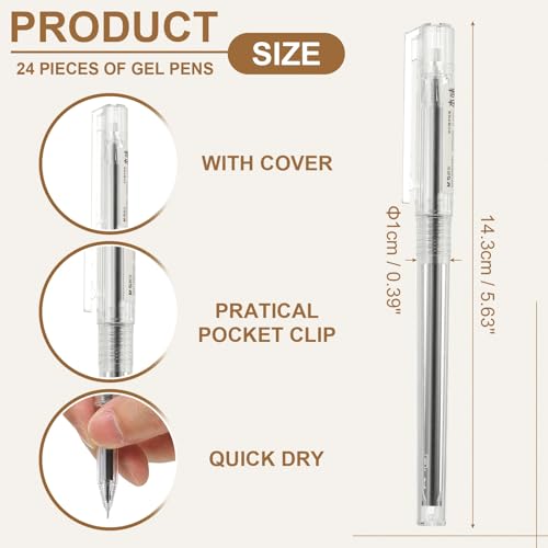 PATIKIL Bolígrafos de gel 0.5 mm pack x24 tinta negra miniatura 2