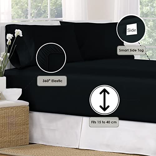 Pizuna Pure Combed Cotton Emperor Fitted Sheets Black - Image 3