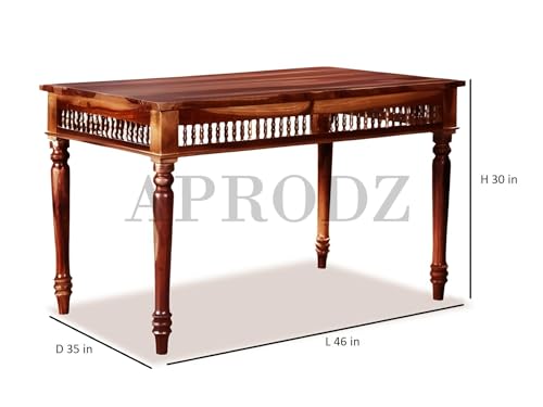 Image of APRODZ Solid Sheesham Wood Dining Table Set of 4 Seater Dinner Dinning Table with 4 Chair for Dining Furniture for Living Room Home Hotel Office Self Assembly (Honey Finish)