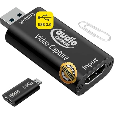 Audio Express AXHDCAP3 USB 3.0 4K HDMI Capture Card: SuperSpeed USB 3.0, 1080P HD at 60fps - Perfect for Capturing HDMI to USB 3.0 Video - Ideal for Gaming, Streaming, Teaching, and Video Conferencing Cover
