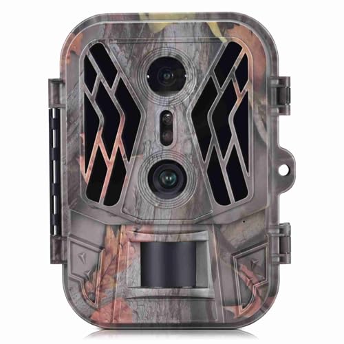 plplaaoo Cámara de Sendero Doble Lens 50MP 4K HD IR Vision Night Vision Cámara con pantalla TFT de 2,4 pulgadas para la observación de la fauna Escultismo al aire libre