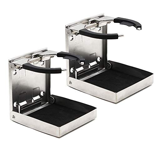 Prairie Metal Stainless Steel Adjustable Folding Cup Drink Holder for Marine Boat Truck