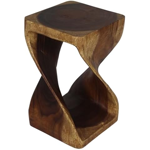 Haussmann® Original Wood Twist Stool 12 X 12 X 20 in High Walnut Oil Cover