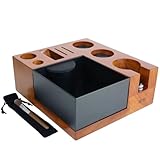 Espresso Knock Box & Tamping Station - Coffee Organizer Box for 58mm Tamper, Distributor, Dosing Funnel, Portafilter & Puck Screen Accessories - Includes Cleaning Brush'