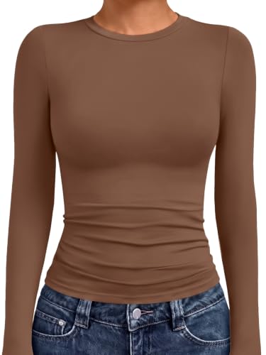 Underscrubs Tops Crew Neck Long Sleeve Compression 30 underscrubs tops - brown
