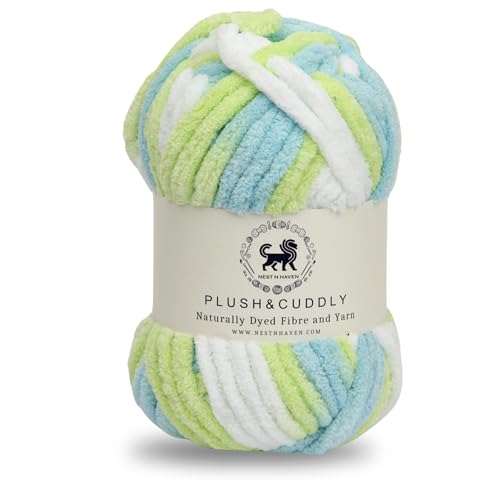 Image of NESTNHAVEN, Wool, Plush & Cuddly, Chenille Yarn Supersoft Knitting Wool Ball, (1 Ball /100 Gram Each) Multi Colour Ball Suitable for Craft, Babywear, Baby Blankets, 5 Bulky, Shade no - NNHB017