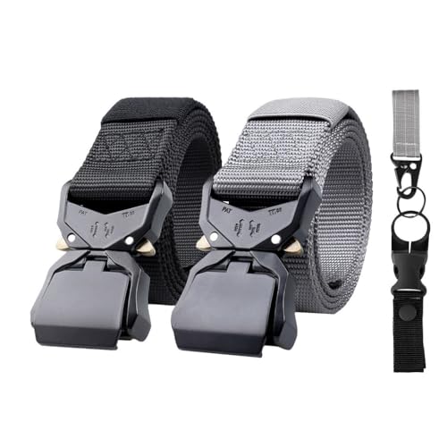 2-Pack Tactical Quick-Release Belt with Aluminum Alloy Buckle for Men's Outdoor Hunting Training Belts