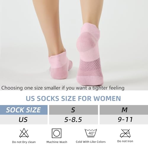 FITRELL 5-6 Pairs Ankle Running Socks for Women Athletic Cushioned Low Cut Tab Sports Socks2