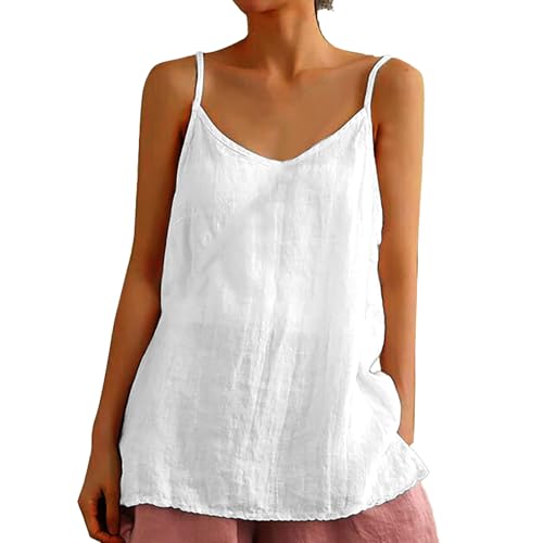 Womens Tank Tops Summer Casual Sleeveless V Neck Camisole Loose Fit Spaghetti Strap Cami Shirts