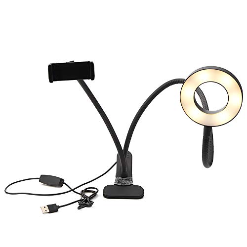 Lumière de remplissage LED USB noire avec support téléphone pour streaming