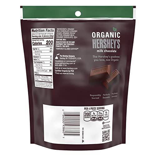 Hershey's Organic Milk Chocolate Candy Bars, Individually Wrapped, 4.2 Oz Bag #TOP4