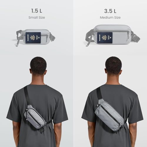 Image of tomtoc Sling Bag with RFID Blocking, X-Pac /Non X-Pac Minimalist Crossbody Chest Pack for Men and Women, Lightweight Water-Resistant Bag for Travel and Daily Commutes, Light Gray, 1.5L