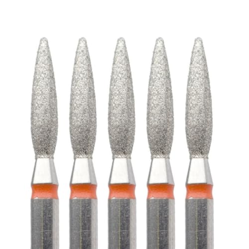 Original KMIZ Nail Drill Bit [5‑Pack] - Diamond Flame, 2.3 mm, Fine Grit, 3/32&rdquo; Shank - E-File Bits for Cuticle Work, Nail Plate Reduction, and Gel Polish Removal - model DFL 2.3-10F
