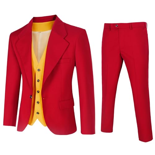 Men's Suit Slim Fit, 3 Piece Suits for Men, One Button Solid Jacket Vest Pants, Tuxedo Set