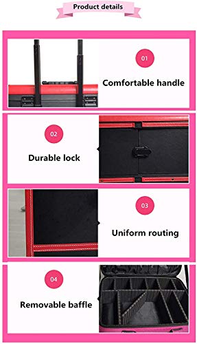 BYCDD Trolley Kosmetikkoffer Schminkkoffer, Multikoffer Etagenkoffer mit 360° Rollen Beauty Make-up Koffer,A – Bild 7