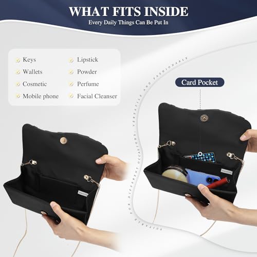 Image of UBAYMAX Clutch Purses for Women Formal, Pleated Satin Evening Bag Purse Handbags Evening Clutch for Prom Party Wedding