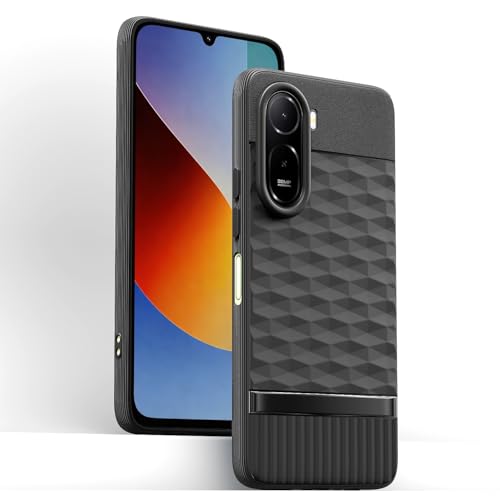 Image of Pikkme Back Cover for Redmi A7 Pro /Poco C85x 5G Camera Protection 3D Hexa Cube Design Silicone Protective Bumper Case (Black)