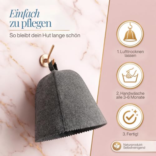 LoWell Saunahut aus Filz für Herren & Damen – Hitzeschutz, Farbe Grau – Ansicht 7