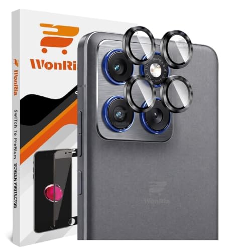 Image of WonRia Pack 4 - Camera Lens Protector Ring for Motorola Edge 70 Pro 5G Camera Aluminum Alloy Rings, Ultra-HD Metal Frame- Black