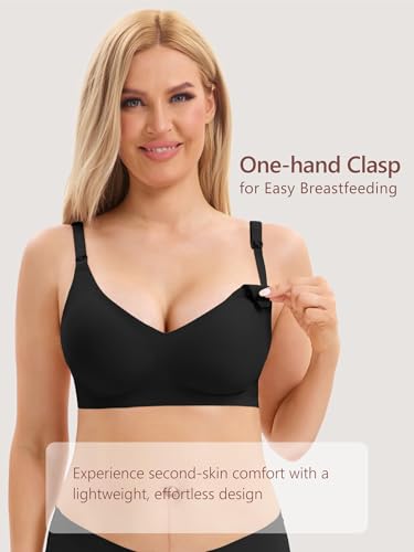Angelhood 3 Pack Nursing Bras for Breastfeeding Seamless Pregnancy Maternity Bra Wireless Sleep Bralette with Extenders2