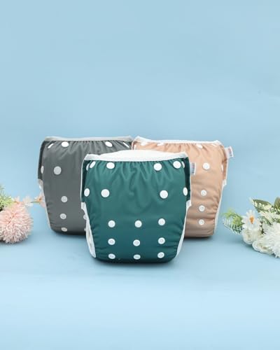 Image of ALVABABY Large Cloth Swim Diaper 3pcs Baby /Toddler /Infant Snap Reusable Adjustable Swimming Diaper Baby Boy and Girl 3ZSWY72A