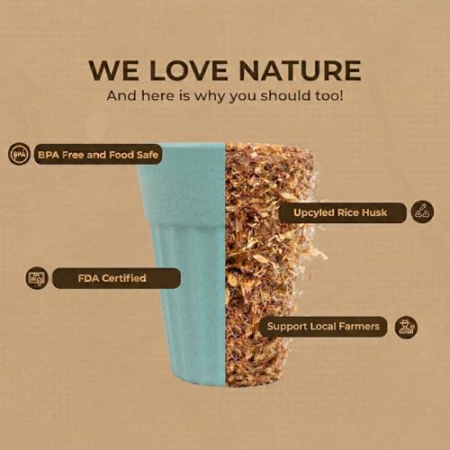 Image of Eco-Friendly Tea Cup Set of 6 | Kulhad Style Coffee & Tea Mugs | 140 ml Unbreakable, Stain-Free, Heat Resistant, Reusable, Microwave Safe | Rice Husk & Bamboo Fibre | Pastel Multi-Color