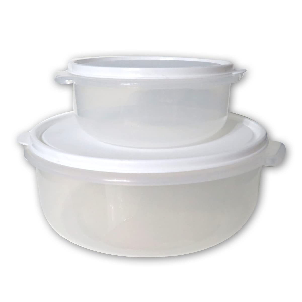 GAB PlasticRound Food Containers, Set of 2 Food Storage Containers, Plastic Food Container with Lid, Airtight Kitchen Fridge Container, Sturdy and Durable, BPA-free Plastic. (White)