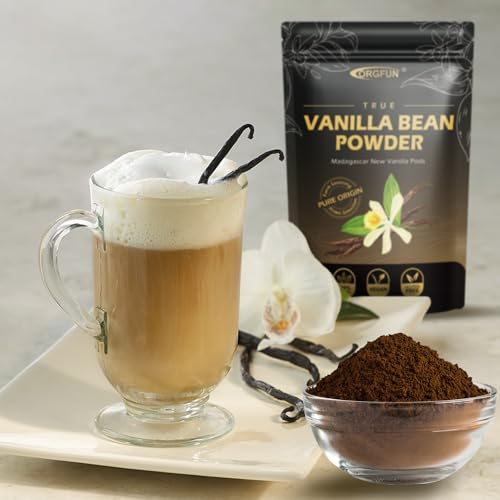 Image of ORGFUN Vanilla Bean Powder 3.53 Oz, Native Ground Madagascar Vanilla Powder Pure Natural No Fillers or Additives Great for Baking, Desserts, Coffee Vegan Gluten Free 100G