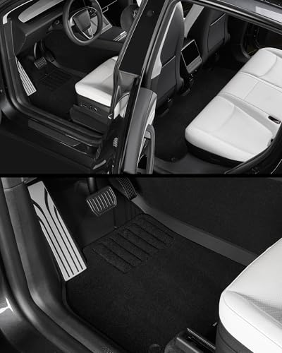 Image of 3W 9PCS Floor Mats for Tesla Model Y Juniper 2025 2026 (Not for Standard) | Metal Pedal, Carpets Double Layer, 2025 2026 Model Y Accessories, TPE All Weather Waterproof Custom Fit Liners, Vigormold