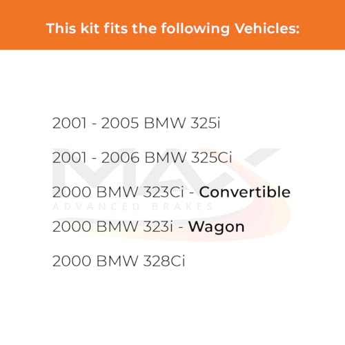 Image of Max Advanced Brakes Front & Rear Brake Kit Compatible With 2001-2005 BMW 325i 325Ci 323Ci Convertible 323i Wagon 328Ci Replacement Geomet Coated OE Disc Brake Rotors and Ceramic Brake Pads