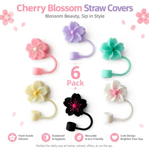 Image of BTYHAOS Straw Covers, Dust Proof Straw Toppers Fit Stanley 30 40oz Tumbler | Reusable Food-Grade Silicone Straw Covers Cap for Most 10mm Reusable Straw