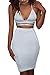 Sunfury Womens Stylish Criss Cross Slim Fit Tight Autumn Midi Dress for Party White L