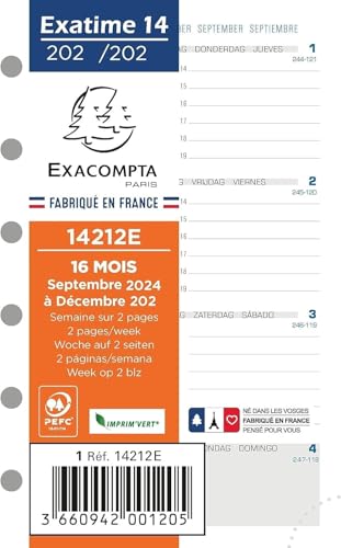 Exacompta - 14212E - Recharge Pour Organiseur Exatime 14 - Semainier Millésimé - Semaine sur 2...