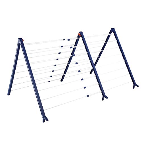 Leifheit Séchoir pour baignoire Pegasus V Duo extensible, séchoir à linge pour toute taille de baignoires, étendoir à linge longueur d'étendage jusqu'à 18m90