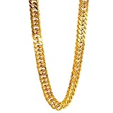 IFIX - Cadena de oro de 18 quilates de 76,2 cm de largo y 16 mm de grosor, cadena de eslabones cubanos de doble eslabón, cadena de oro brillante de los años 90