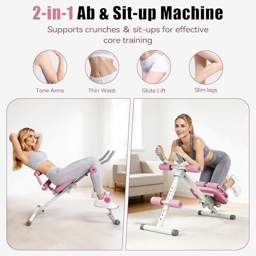 Image of EPHESPORT Multifunctional Ab Machine, Crunch & Sit-Up Core Trainer, Adjustable Ab Trainer with Knee & Back Support, Foldable, Full Body Workout Equipment for Home Gym