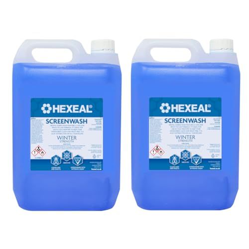 Hexeal Screenwash 10L – 2 x 5L of Winter Strength, Concentrate, Ready to Use, Windscreen Wiper Fluid for Winter Protection - Improve Vision, Reduce Frost & Buildup of Dirt