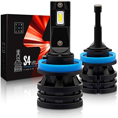 SiriusLED S4 Series H11 (H8 H9) Ultra Compact LED Headlight Bulbs Conversion Kit 12000 Lumen 6000K Pure White Color Full Aluminum Body Pack of 2