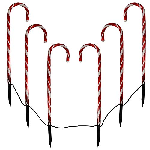 Preisvergleich Produktbild Gartenpirat Weihnachtsdeko außen Figuren Zuckerstangen LED-Lichterkette außen mit 6 Leuchtstäben & Erdspieß Mit Timer und Blink-Programmen Energieeffizient 44 cm Gartenstab 6er Set