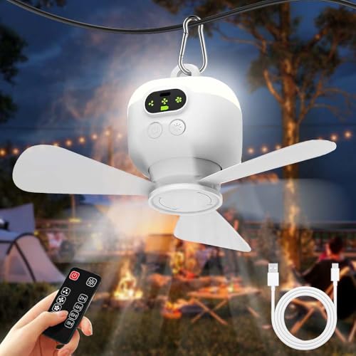 RIRIDAMAI Deckenventilator mit Beleuchtung Camping, Aufladbar...