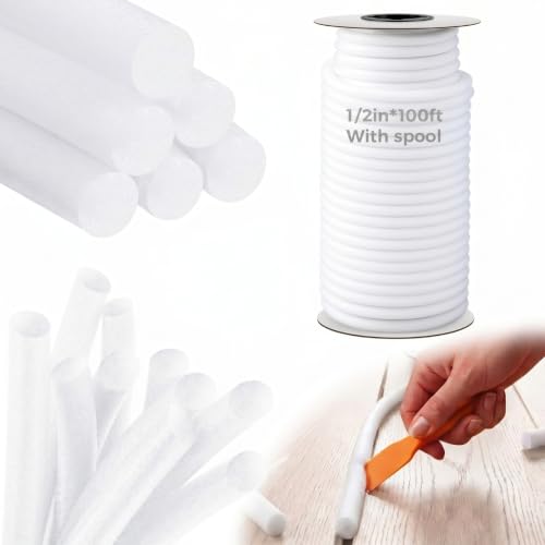 Image of MotiMind Foam Backer Rod for Gaps Joints,1 /2 Inch x 100 Ft,White,1 Roll | Caulk Saver Concrete Crack Filler, Weather Stripping Seal, Door Window Insulation, Backing Rod Expansion Joints