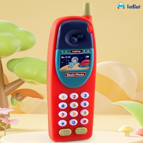 Image of FunBlast Cartoon Musical Mobile Phone for Kids, Mobile with Light & Sound Toys for Babies | Educational Toys for Kids 3+ Years /Boys /Girls-1 Unit (Red-C)